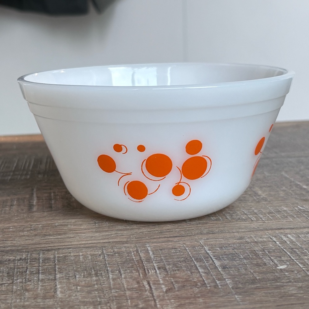 Vintage Federal Glass "Atomic Dots" Orange Bowl